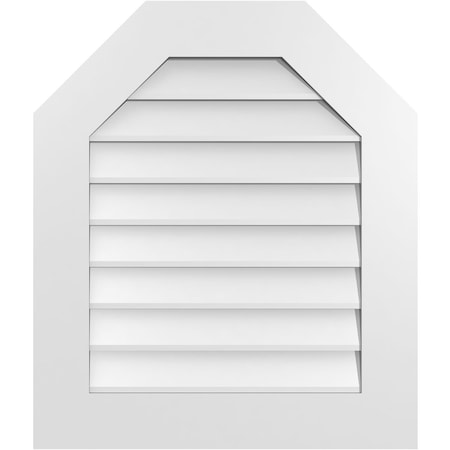 Octagonal Top Surface Mount PVC Gable Vent W/ 3-1/2W X 1P Standard Frame, 24W X 28H